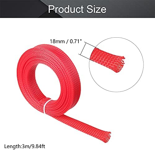 Othmro ПЕТ Wire Кабел Wrap Оплетка Разтегателен Кабел Sleeving High Temperature Electric Wire Sleeve 3mx18mm Red 1pcs
