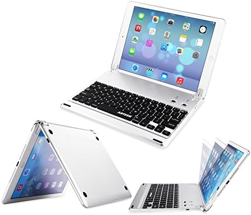 Arteck Ултратънък Apple iPad Air 2/9,7-инчов iPad Pro Bluetooth Клавиатура Фолио Калъф с Вградена Стойка Канал за Apple