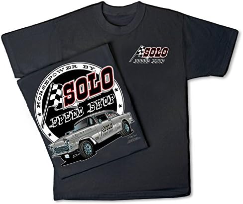 Solo Speed Shop 1955 Chevy Тениска: Черен - Vintage Gasser Drag
