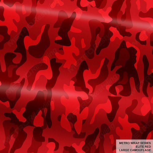 Метро Wrap Серия Elite Red Large Camouflage 5ft x 3 фут (15 sq/ft) Camo Рибка Car Wrap Film