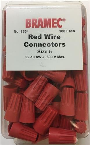 Червено гнездо на електрически кабели - #18 - #10 AWG - 10 опаковки по 100 броя