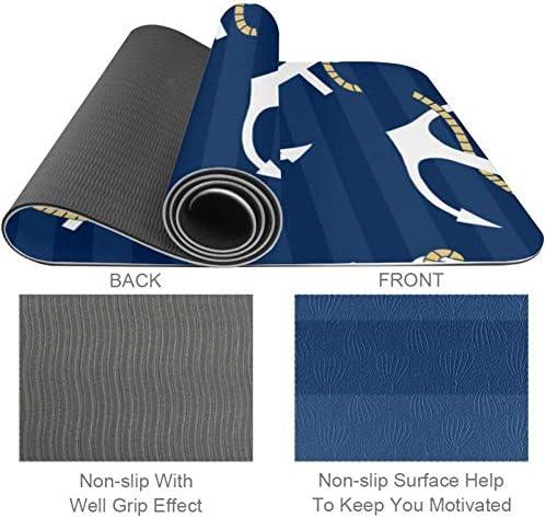 LORVIES Anchors Pattern Yoga Mat Eco Friendly Non-Slip Anti-Сълза Exercise & Fitness Mat for Йога, Пилатес, Stretching,