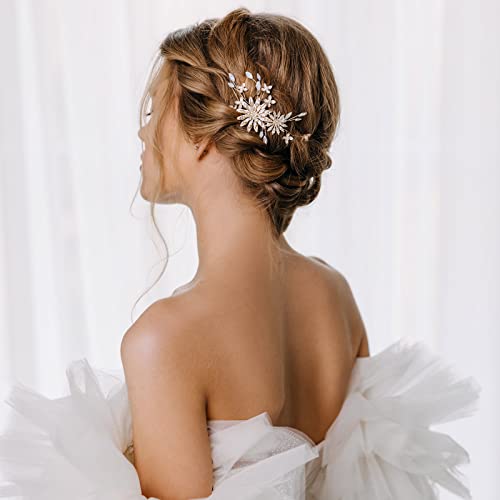 AW BRIDAL Bridal Hair Comb Ivory Flower Wedding Hair Comb Bridal Headpiece Hair Pieces Сватбени Аксесоари За Коса, за
