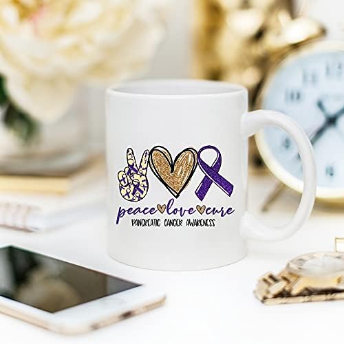 YouNique Designs Pancreatic Cancer Awareness Mug, 11 грама, Лилаво Кафеена Чаша Осведомеността за Рака на Панкреаса, Продукти на Информираността на панкреаса, Лентата на Рак на панкреаса (