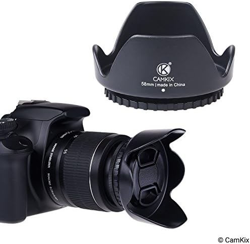 58 мм Комплект от 2 сенници обектива на камерата и 1 капак на обектива - Ластик (сгъваема) + Цвете лале - козирка/щит
