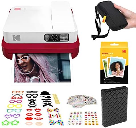 KODAK Smile Classic Instant Digital Camera with Bluetooth (Red) Photo Booth Kit