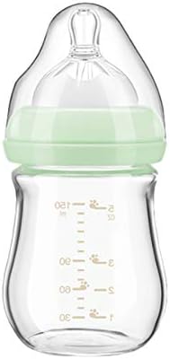 HXR Бутилка За новородени Стъклена Бутилка за Вода с Широк Калибром за Новородени 0-3-6 месеца 1 бр. (Цвят : зелен)