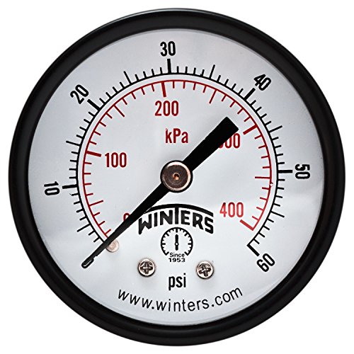 Winters PEM Steel Series Dual Scale Economy Pressure Gauge, 0-60 psi/kpa, 2 Dial на Дисплея, +/-3-2-3% Точността, 1/4
