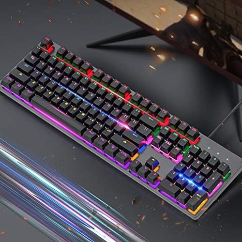 ZZL Компютърна клавиатура Професионална Ръчна Клавиатура RGB Дъга с Подсветка-Пълен размер 104 Клавиша за Свързване на Няколко Устройства Подаръци (Цвят : черен)