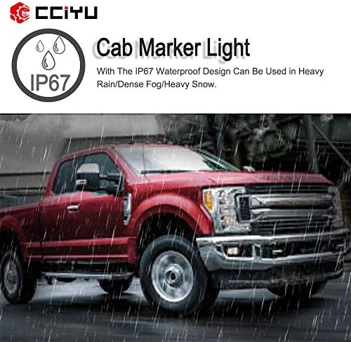cciyu 5 Pack Cab Roof 15442 Light Marker Amber Lens w/Base Housing Replacement fit for 80-97 Replacement fit for Ford