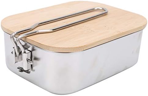 Скоростна Bento Неръждаема Стомана Контейнер за Обяд,Кутия за Съхранение на Вечеря с Бамбук Капак на Преносим Разположен