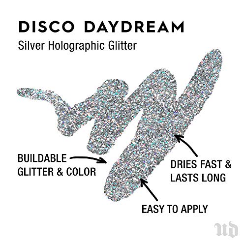 Urban Decay Heavy Metal Glitter Eyeliner, Disco Блян - Сребърен холографски блясък - Формула на водна основа - Устойчиви,