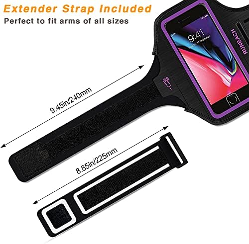 RUNBACH iPhone 8 Plus/iPhone 7 Plus Armband, Sweatproof Running Exercise Gym Bag with Fingerprint Touch/Key Holder and Card Slot for 5.5 Inch iPhone 6/6S/7/8 Plus (Purple)