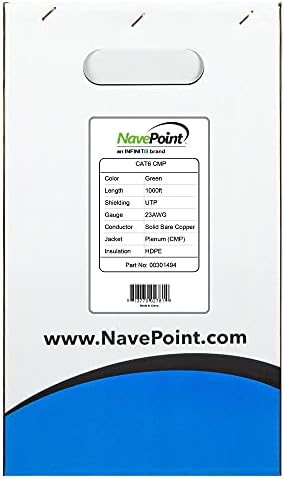 NavePoint CAT6 (СМР), 1000 метра, Зелено, Плътен оптичен кабел, Ethernet, 23AWG 4 двойки, Неекранирана усукана двойка (UTP) 1 опаковка