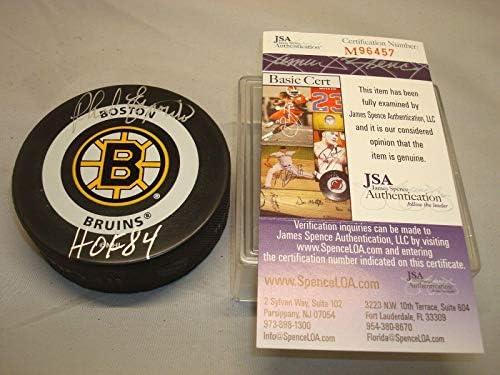 Фил Эспозито подписал Официалната игра Boston Bruins Hockey Puck Autographed JSA COA - Autographed NHL Pucks