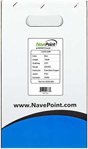 NavePoint CAT6 (CMR), 1000 метра, Червен, Плътен оптичен кабел, Ethernet, 23AWG 4 двойки, Неекранирана усукана двойка (UTP) 1 опаковка