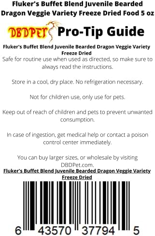 Fluker's Buffet Blend Juvenile Bearded Dragon Veggie Variety Freeze Dryed Food 5oz - включва приложеното ръководство DBDPet