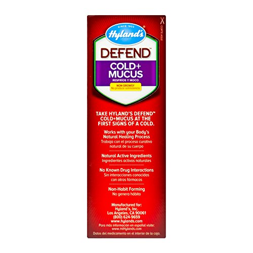 Hyland's Cold and Cough Mucus Relief Decongestant Defend by Homeopathic Cold Plus Mucus Fluid Унция, Червено, 4 ет. унция