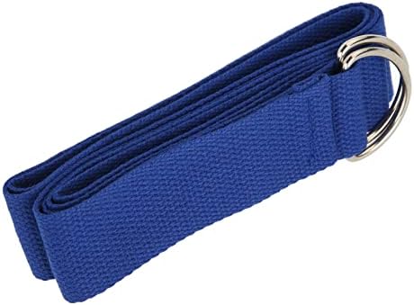 Yivibe Yoga Tension Belt, 70.87 in Blue Yoga Exercise Belt High Density Ribbon Stable Flexible Stretching D Shaped Buckle for Home
