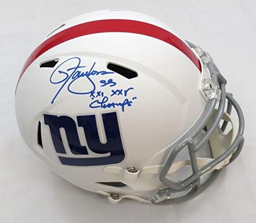 Lawrence Taylor Autographed New York Giants Riddell Matte Flat White Speed Реплика Helmet W/SB XXI XXV Champs Beckett
