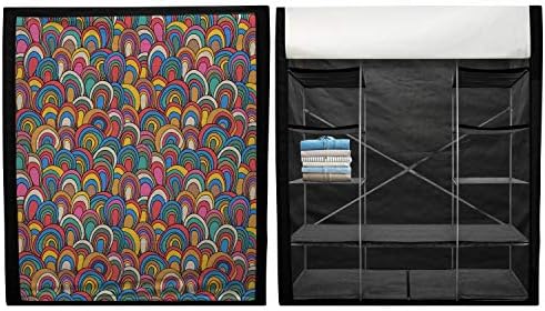 Ambesonne Цветен Преносим Текстилен Гардероб, Морска Вълна Вдъхновен от Модел Мащабните Стил Декоративен Ефект Кръгли