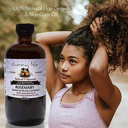 Слънчев Остров Розмарин Ямайское Черно Рициново масло 8 Унции за Растежа на косата и грижа за кожата