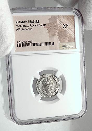 1 IT MACRINUS Authentic Ancient 217AD Rome AR Roman Co Denomination_in_description XF NGC