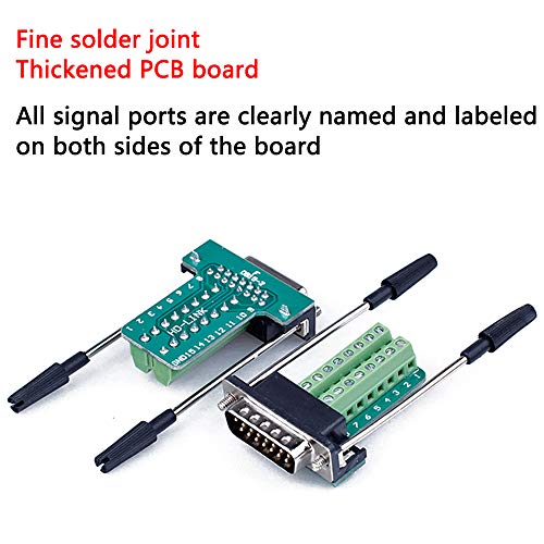 ANMBEST DB15 Solderless Сериен to 15-pin Port Terminal Female Adapter Connector Breakout Board with Case Дълги Болтове,