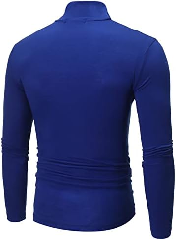 TiaoBug Мъжки Slim Fit Basic High Neck Тениска С Дълъг ръкав Пуловер Майк Термална Базова Риза