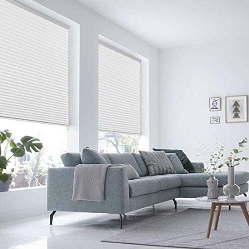 Keego Light Filtering Cellular Shades with Cord, Custom Size Window Blinds and Shades, White, 63 W x 36 H, Honeycomb for