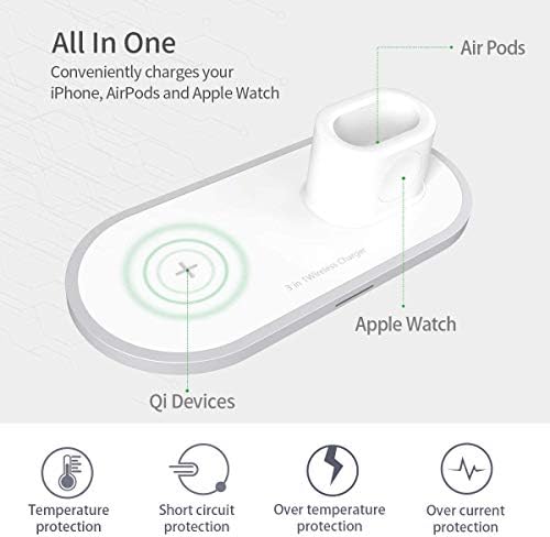 Безжично зарядно Устройство, KKUYI 3 в 1 зарядно устройство, Безжична, за AirPods Apple Watch зарядно устройство ще захранване