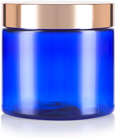 Кобальтово - син PET пластмаса (без BPA) Голямо множество банка със Златист метален капак Overshell-16 унции (12 опаковки)