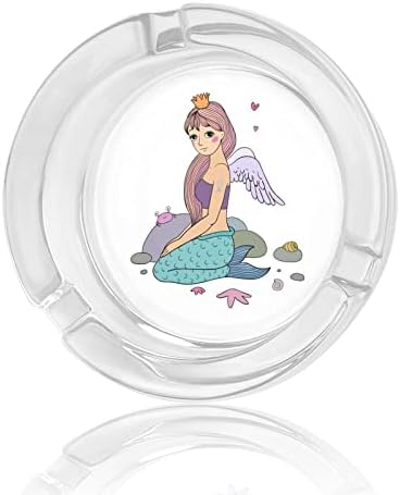 Angel Mermaid High Temperature Resistant Glass Round Ashtray Smoking Accessories For Cigarettes Вътрешен Външен Диаметър: