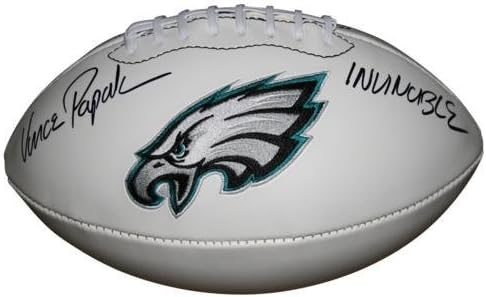 Винс Papale Autographed Philadelphia Eagles Logo Football w/ Invincible - Футболни топки с автографи