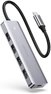 UGREEN C USB Хъб 4-портов USB Type C до USB 3.0 Хъб Адаптер с Порт за Зарядно на MacBook Pro, iMac Samsung Galaxy Note 10 S9 S10 LG Google Chromebook Pixelbook Dell XPS Oculus Rift