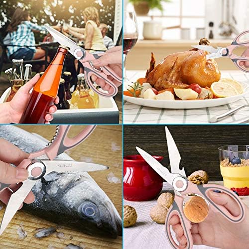 Кухненски Ножици, TEMEISI 2-Pack Многофункционални Тежки Кухненски Ножици, Ултра Остри Ножици за Птици за Пиле Птици,