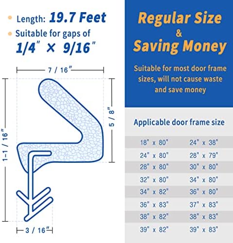 Weather Ивици Q Foam Kerf Door Seal 19.7 Ft Long, Разменени лак за врати с един слот, лесна инсталация (черен)