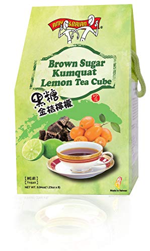 Ейми & Брайън Brown Sugar Tea Cubes, Kumquat Lemon Flavor, 8 Count | 黑糖文桔檸檬 / Традиционен билков чай / Натурален, Без консерванти, Вегетариански