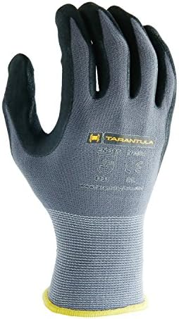 Предпазни Работни ръкавици, с нитриловым покритие TARANTULA, 13 Калибър Сив полиамид/ликра участъка с Черен Дышащим пенопластовым нитриловым покритие на дланта и пръст?