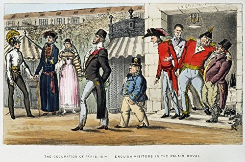 Парижката професията 1814 NThe Окупацията на Париж 1814 Английски посетител в Пале Роял с френската гледна точка на Сатиричен