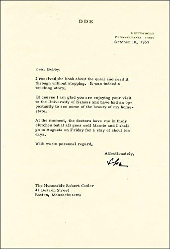 Президент Дуайт D. Айзенхауер - Печатното писмо, подписано 18.10.1967