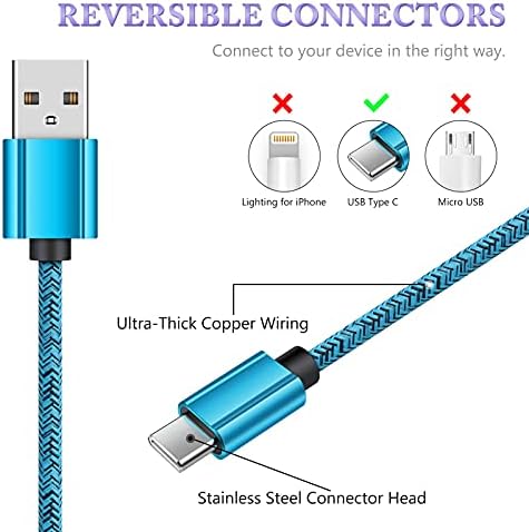 USB Type C Кабел, 4 Пакета (и), 6 фута C USB Зарядно Устройство Кабел за Телефон, Зарядно Устройство за Бързо Зареждане
