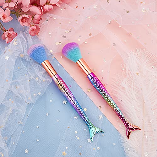 NICENEEDED 2Pcs Нокти Arts Dust Cleaner Brushes, Soft Colorful Mermaid Foundation маникюр Dust Remover Powder Brush for