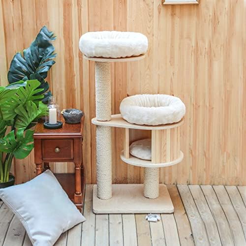 NesRabbit Solid Wood Котка Алпинизъм Frame, Cat Scratching Pad Lounge Relaxing Bed Cat Furniture, Stable Cat Scratching Post with Sisal Въжето & Sofa Nest, for Cats Adventurous