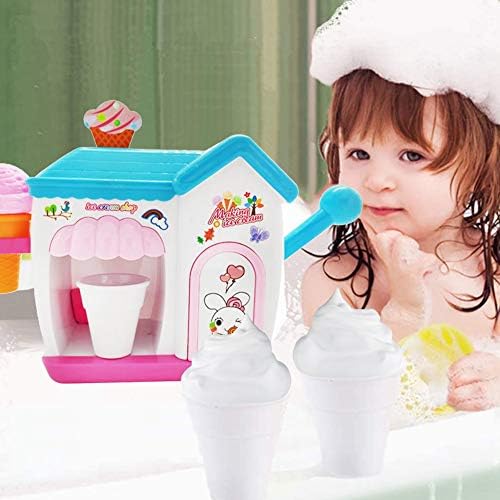 Exanko Kids Bathroom Foaming Ice Cream Bubble Machine Bath Toy Children House Educational Bath Fun Game(B)