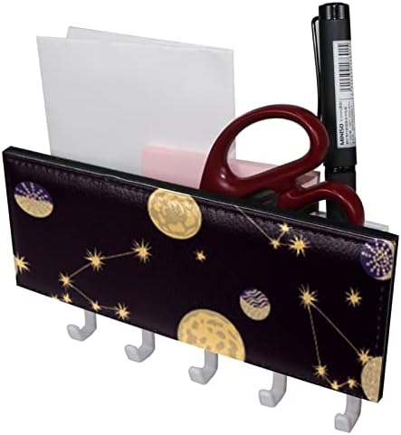 Celestial Planets Key and Mail Holder for Walls - Закачалка за ключове с Пощенски Организатора и 5 Куки, Залепваща Стойка