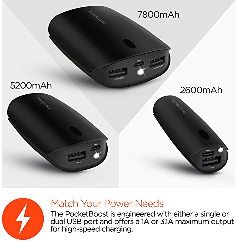 HyperGear Pocket Boost Dual 7800mAh Преносимо зарядно [Extend Talk & Gaming] Съвместим за iPhone 13/12/11/Pro/Max,Galaxy