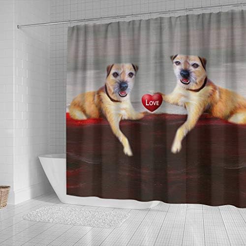 Petscharmed Border Terrier Love Print Завеса за душ