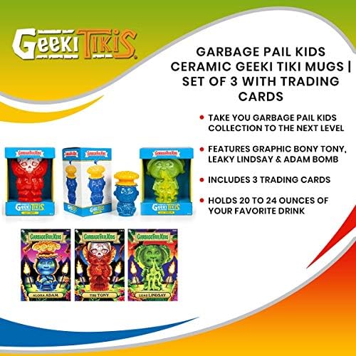 Geeki Tikis кофа за Боклук Деца GPK Керамични Чаши | Комплект от 3 | Включва 3 Сбирка карта за Пазаруване