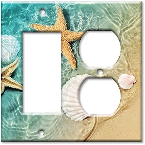 Art Plates - Triple Gang Toggle Switch/Wall Plate - миди и Звездна риба в Океанското басейн с приливите и отливите